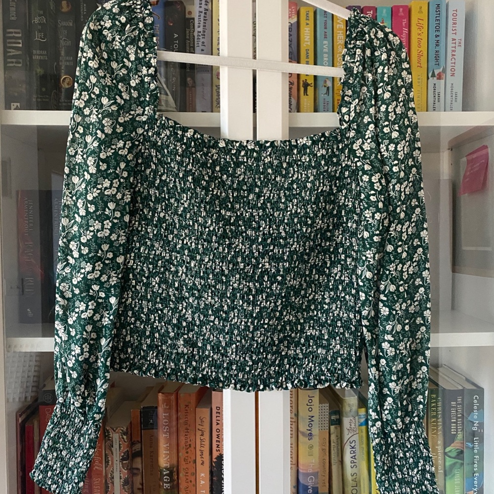 Reformation Olio Green Floral Top